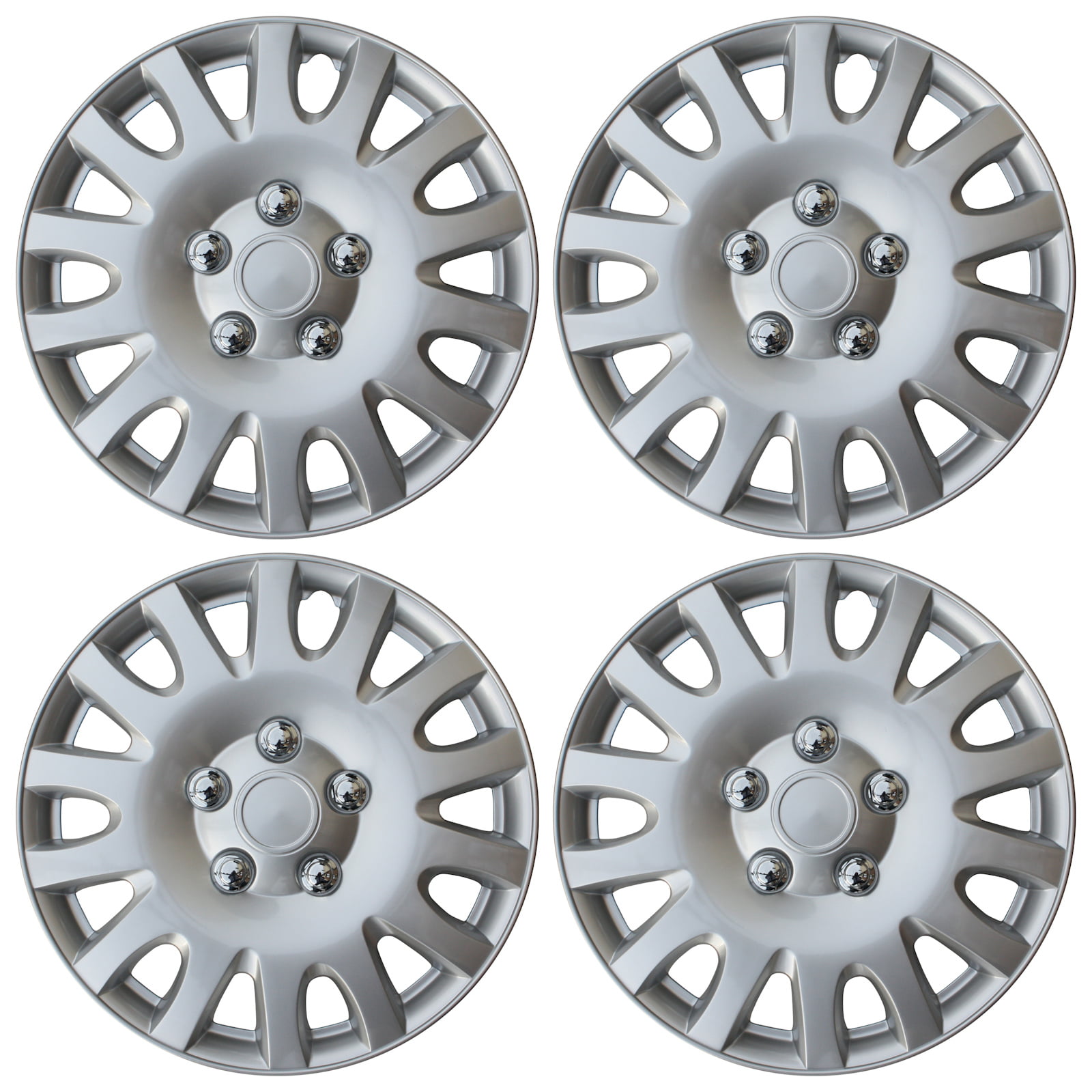 4 pc HubCaps ABS Silver 16" Inch Rim Wheel Universal Cover Hub Caps Covers Cap 