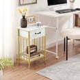 thumbnail image 3 of VECELO Set of 2 Nightstand with Drawer and Storage Shelf, Modern End Side Table for Bedroom, Living Room, Office, Gold, 3 of 9