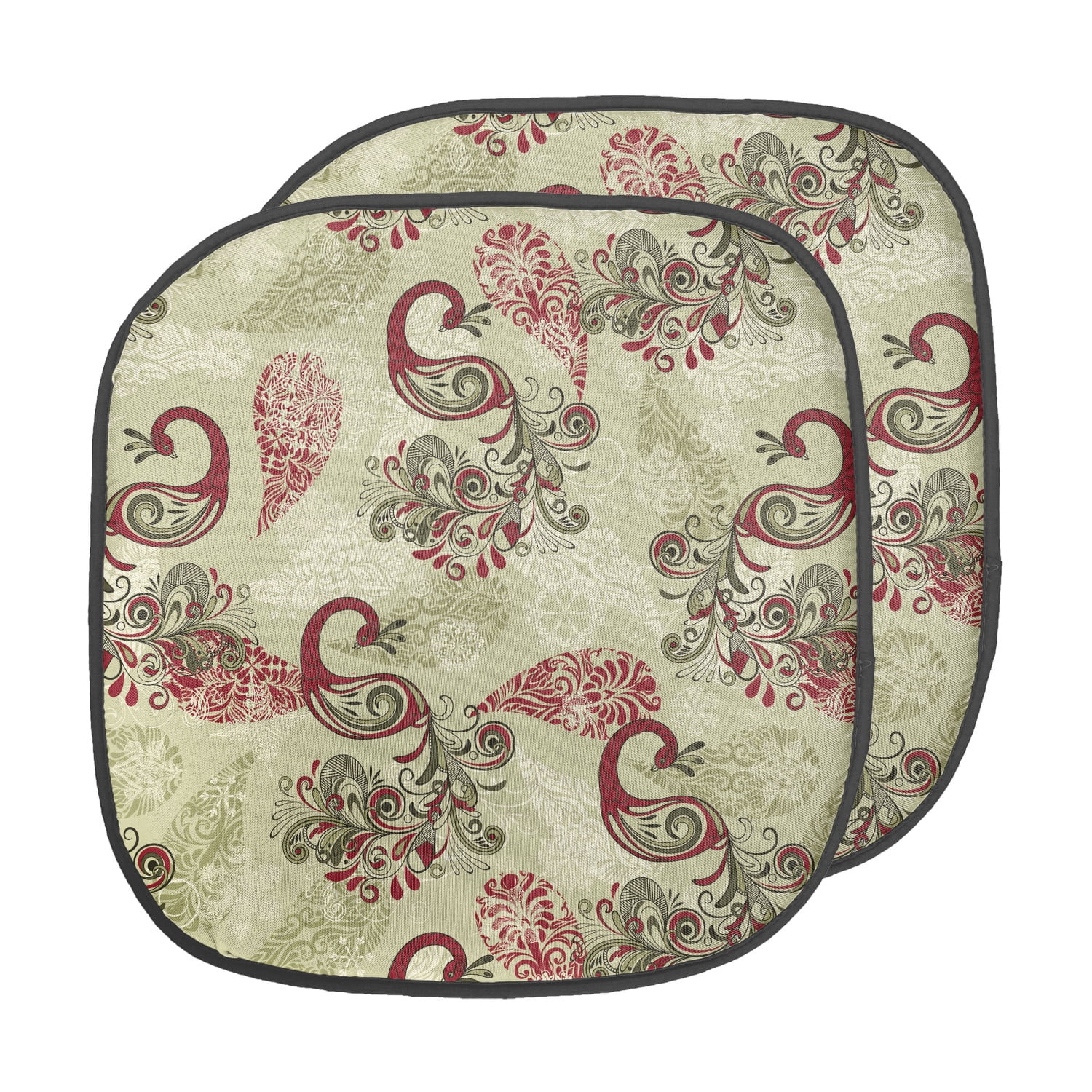 Peacock Chair Seating Cushion Set of 2, Winter Pattern Peacocks