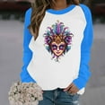thumbnail image 4 of Xuyuer Mardi Gras Shirts for Women Shirt Funny Mask Graphic Tee Carnival Long Sleeve Shirt V Neck Top, 4 of 6
