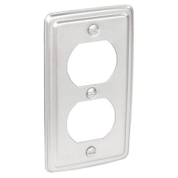 4 x 2 in. Steel Metallic 1-Gang Duplex Receptacle Handy Box Cover