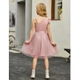 thumbnail image 5 of Oudiya Girls Spring One Shoulder Dresses Ruffle Sleeveless Formal Birthday Party Tulle Belted Dress for Kids 4-12Y, 5 of 6