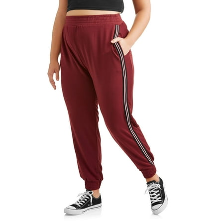 Poof Junior Plus Lounge Jogger with Varsity Stripe Side Seam