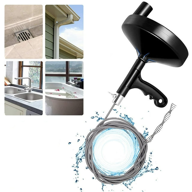 Oriflame 25ft Pipe Snake Drain Auger Sink Snake Pipe Limpiador de drenaje para baño Fregadero de cocina, desagüe de ducha, viene con guantes Ormromra HMHZ704-2