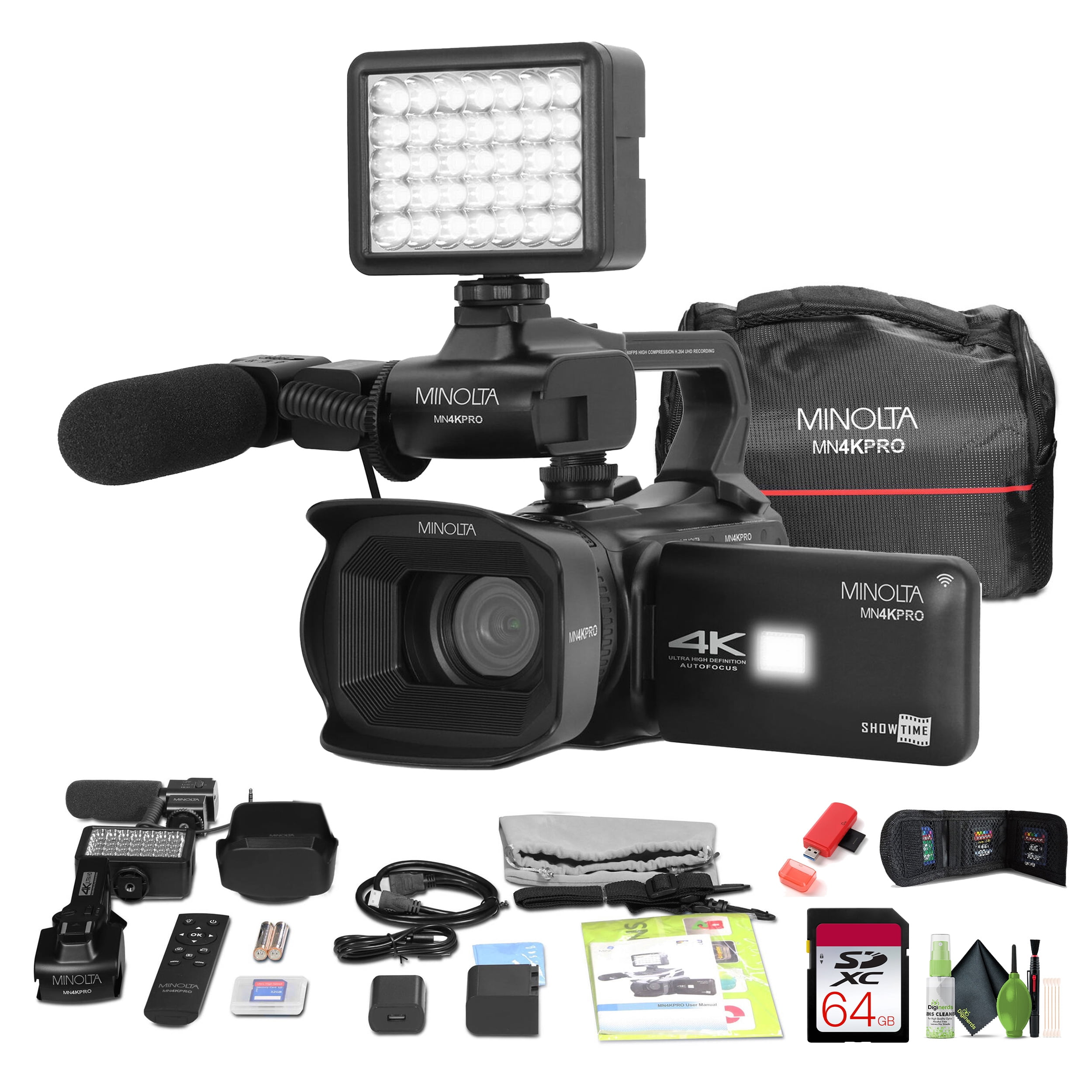 Minolta MND60V 64MP 4K Ultra HD Handheld Camcorder, Digital