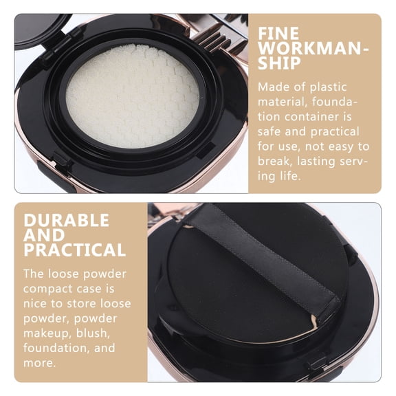 Toyvian Plastic Makeup Powder Container with Puff for Foundation and Loose Powder