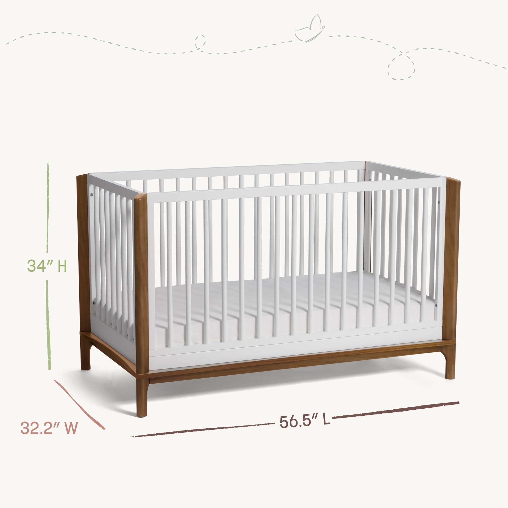 Little Seeds Laurel 4-in-1 Convertible Crib , Black/Acorn