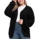 thumbnail image 2 of Cárdigan de Punto Grueso para Mujer, Larga, Cuello en V, Botones, con Bolsillo, para Otoño e Invierno Negro XXL, 2 of 9