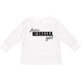 thumbnail image 3 of Inktastic Just a Nebraska Girl Born and Raised Girls Long Sleeve Toddler T-Shirt, 3 of 5