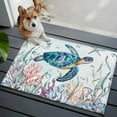 thumbnail image 4 of Teal Sea Turtle Coastal 2'x3' Washable Rug, Summer Beach Ocean Coral Non-Slip Soft Doormat Area Rugs for Entrance Bathroom Bedsides, Carpet for Kitchen Bedroom, Entryway Floor Mat, 4 of 9