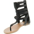 thumbnail image 2 of Soda Ronald Women's T-strap Caged Buckled Flat Thong Sandals One Size Bigger, 2 of 4
