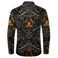 thumbnail image 5 of Mens Shirts Casual Carnival Gothic Festival Print Long Sleeve Top Dark Style Comfortable Shirt for Men Orange S, 5 of 5