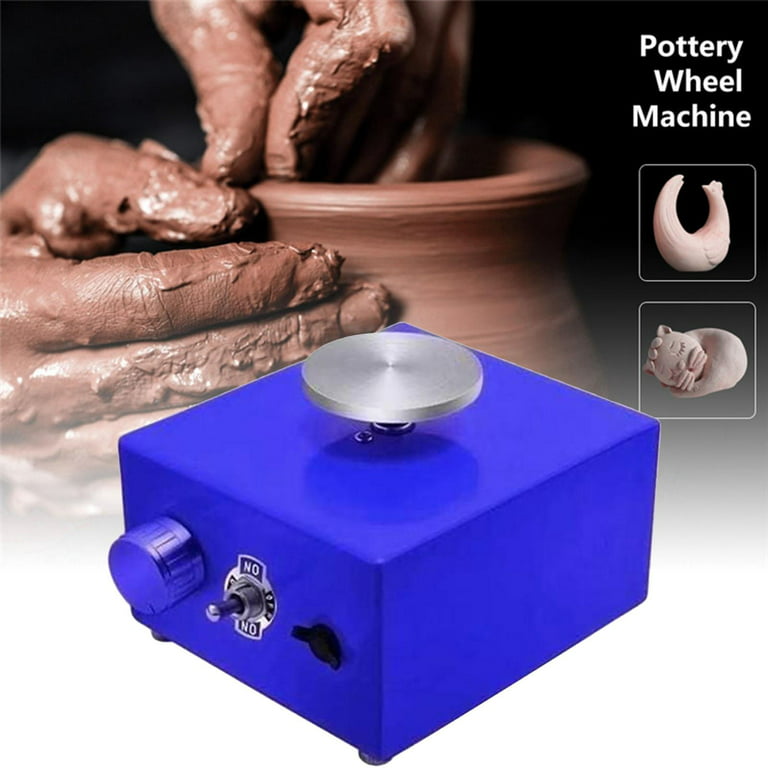 Mini Metal Electric Pottery Wheel Ceramic Rotating Turntable Forming  Machine Clay Making Adjustable Safety for Beginners Kids Dark Blue