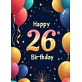 thumbnail image 4 of LUUFILx Happy 26th Birthday Banner Colorful Backdrop with Balloons Party Supplies Photography Props Decoration Background Perfect for Celebrations, 4 of 8
