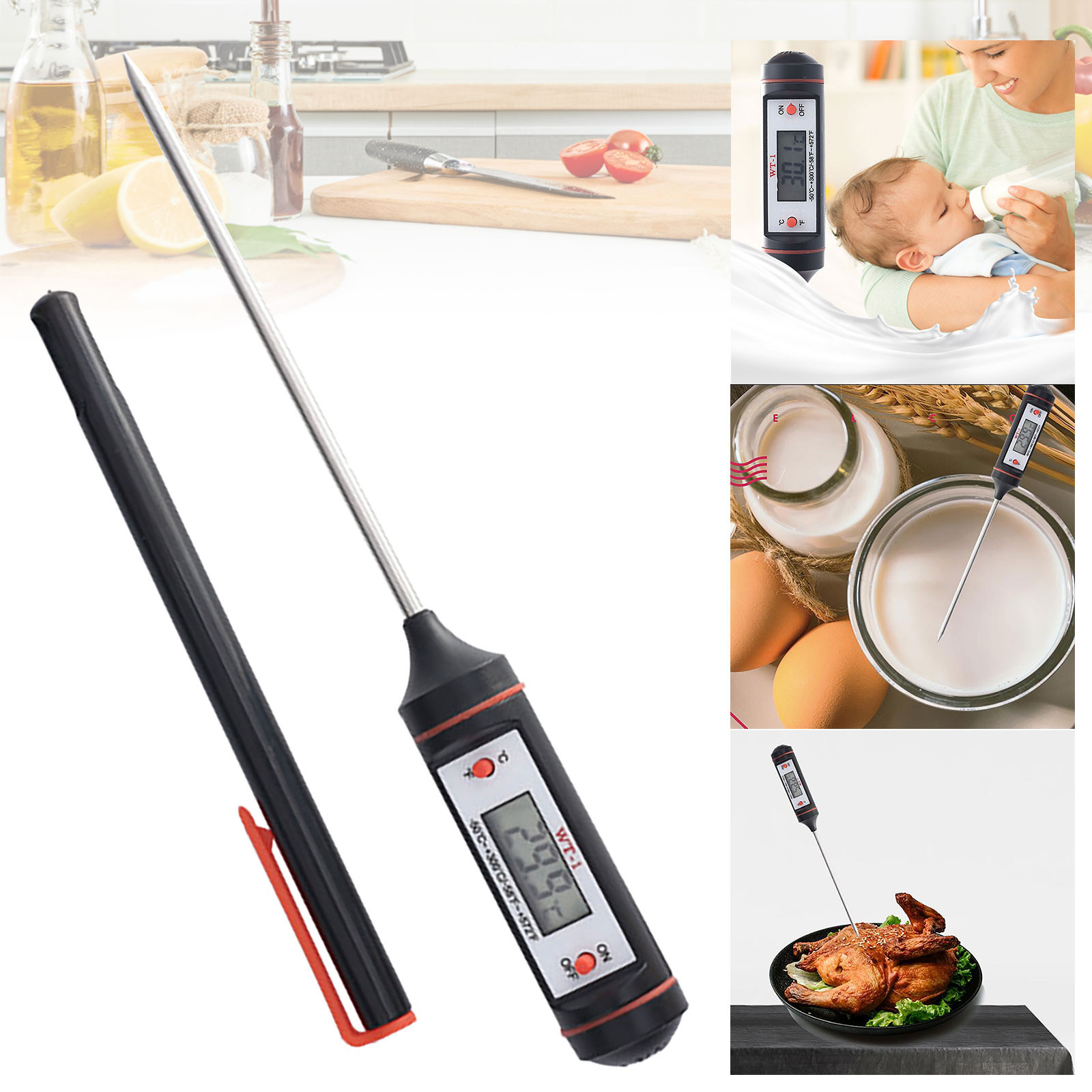 Thermometer Food Temperature Counting Display Small Screen Thermometer