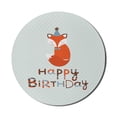 thumbnail image 1 of Birthday Mouse Pad for Computers, Fox Sleeping on Dotted Backdrop with Greeting Happy Message, Round Non-Slip Thick Rubber Modern Gaming Mousepad, 8" Round, Almond Green Orange, by Ambesonne, 1 of 2