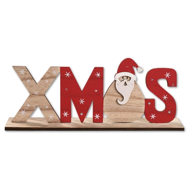 Letrero de chimenea decorativo de madera de Navidad, decoración artesanal de mesa para el hogar, decoración rústica de boda, figurita, suministros para mesa, hombre viejo sidaley HA008953-01B