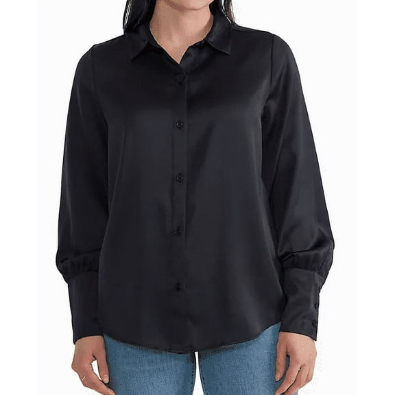 Joie Limited Edition Women's Satin Button Blouse (Black, XXL)