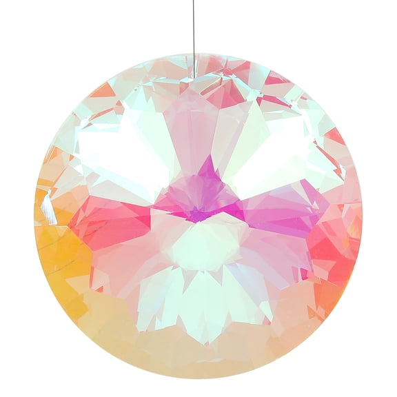 Uxcell 100mm Suncatcher Ornament, Round Bauhinia Hanging Faceted Crystals Prisms Pendant Glass Sun Light Catchers Rainbow Making with Rope for Windows Chandelier Decoration, Clear AB