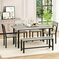 thumbnail image 3 of Baxluxe Large Dining Table Set for 6, Rectangular Kitchen Table with 4 Backrest Chairs & Bench, 6 Pieces Space Saving Dining Room Set for Home, Apartment, Breakfast Nook, Farmhouse, Gray, 3 of 8
