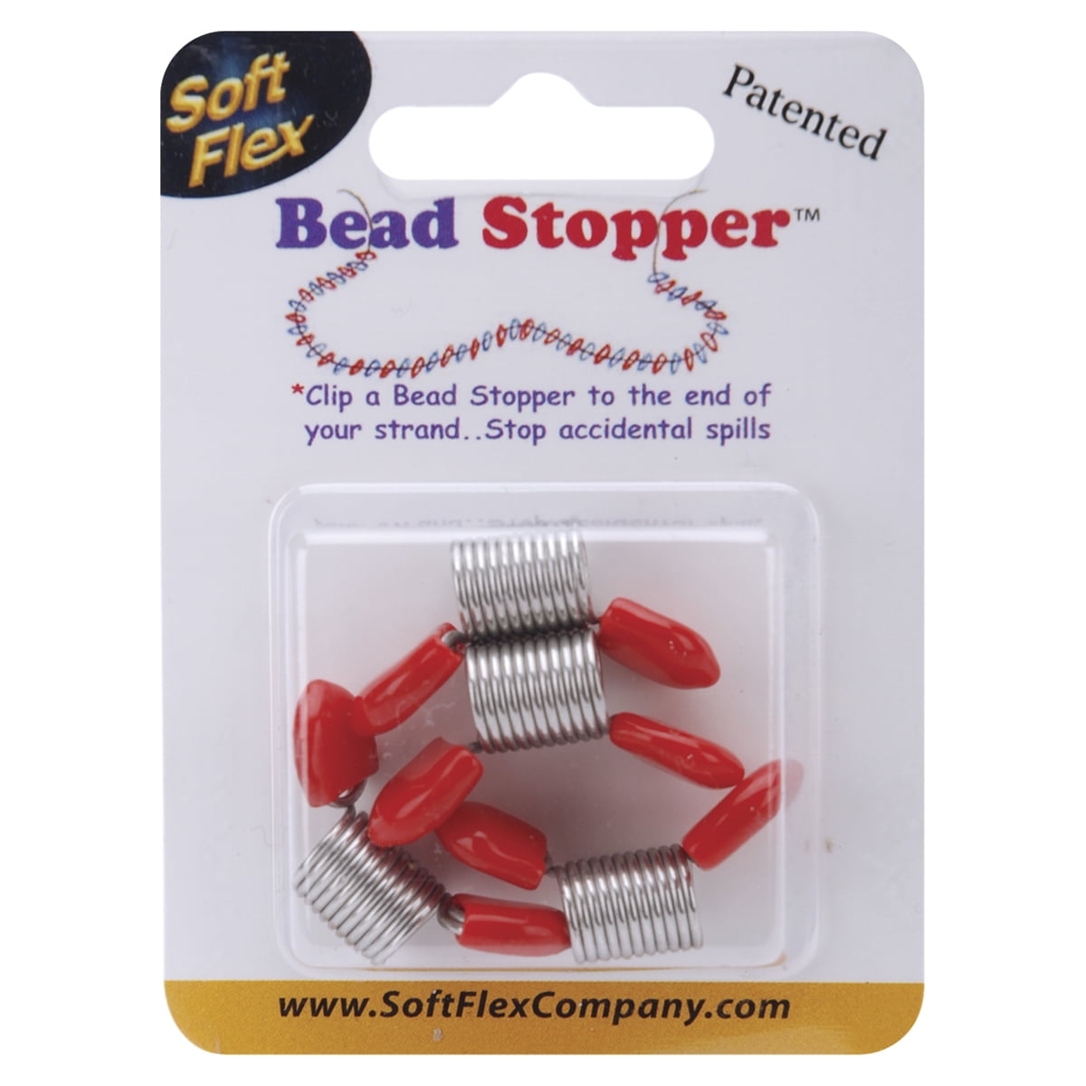 Bead Stoppers 4 Pkg Plastic Topped Metal
