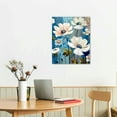 thumbnail image 2 of Nawypu  Lotus Flower Canvas Wall Art for Living Room White and Indigo Blue Floral Picture Wall Decor for Dining Room Bedroom Bathroom Kitchen Print Painting for Home Decorations, 2 of 4