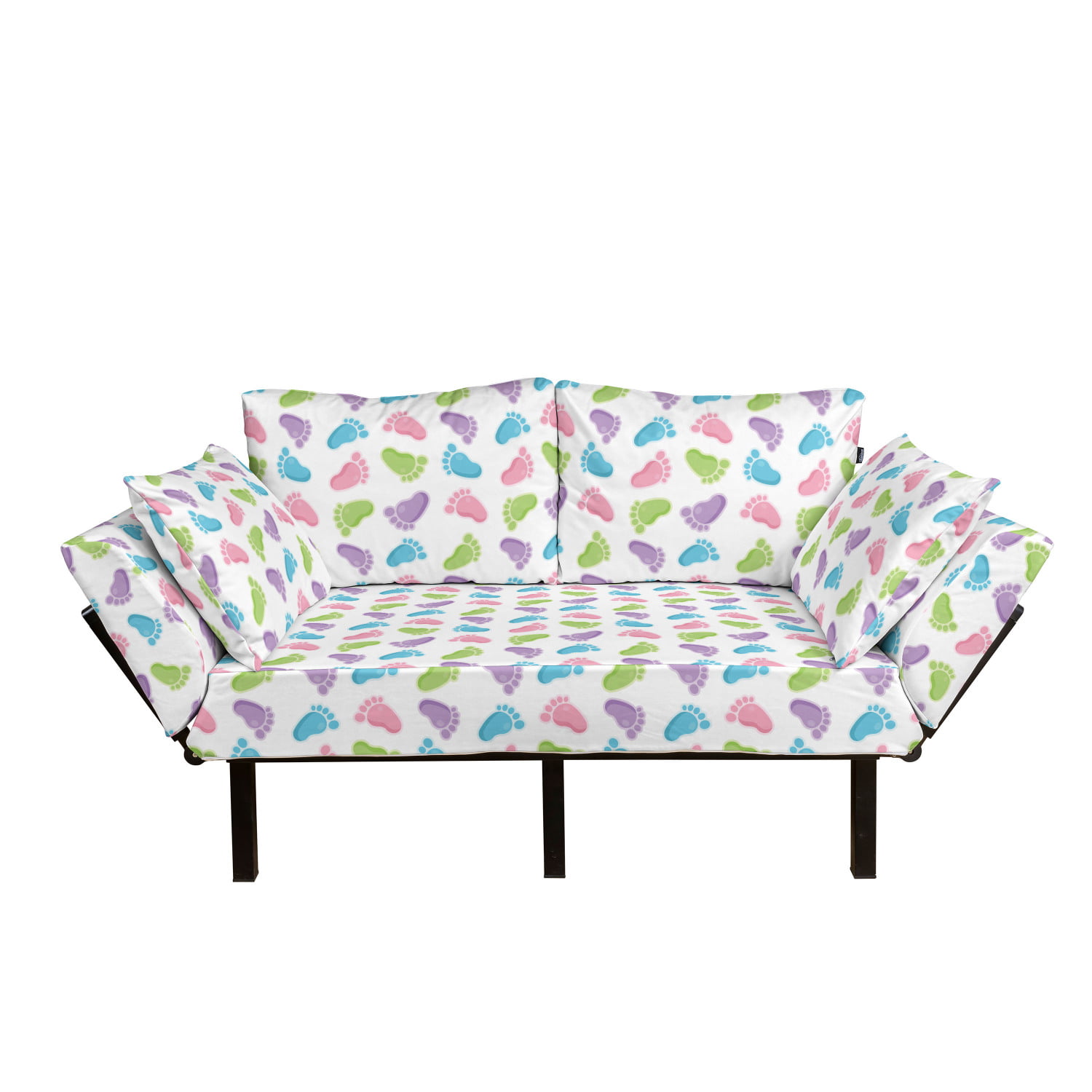 Loveseat Ambesonne Cactus Futon Couch Vintage Inspired Watercolor Pattern Latin American Foliage Peyote Design Elements Multicolor Daybed with Metal Frame Upholstered Sofa for Living Dorm