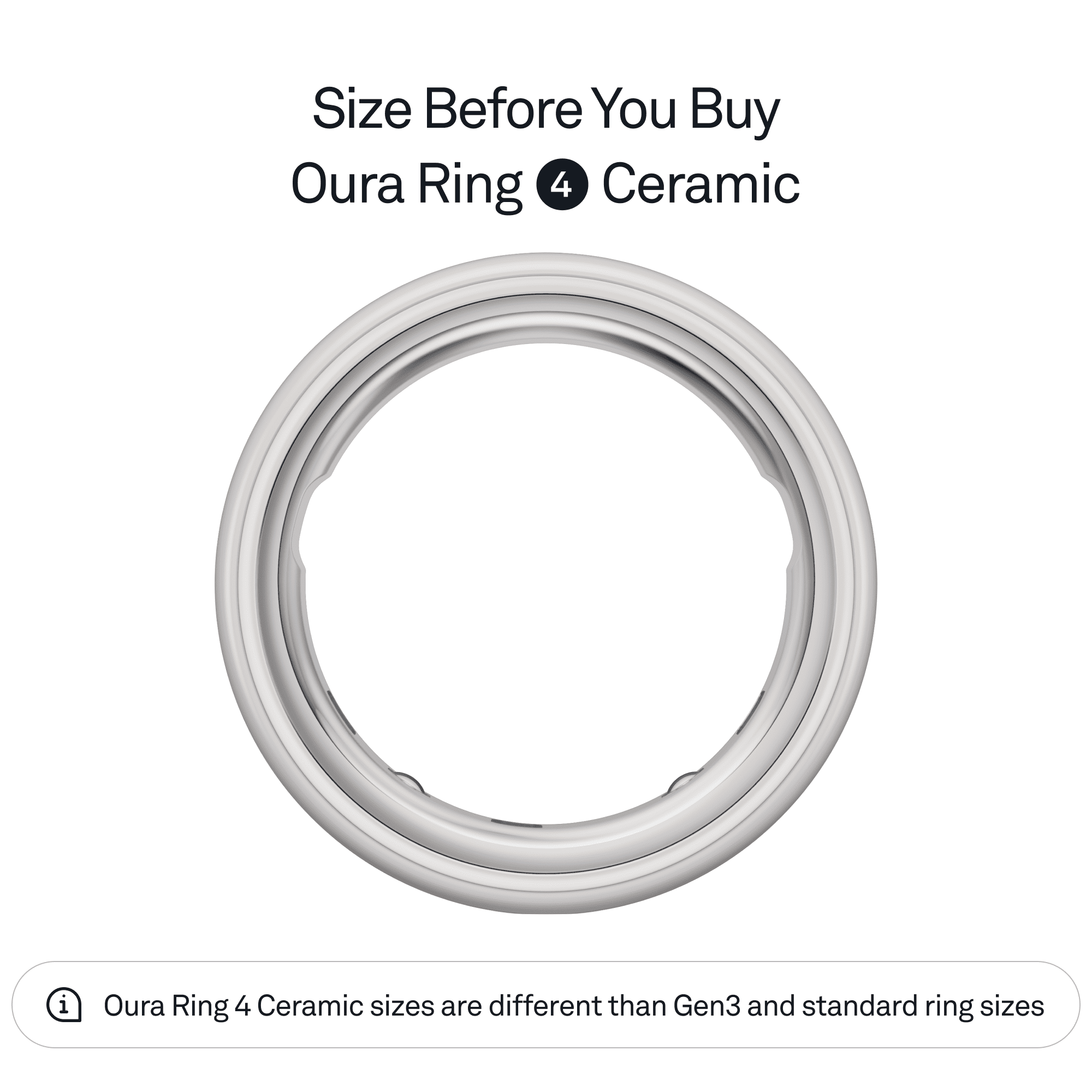 Oura Ring 4 Ceramic, Cloud, Size 4, Smart Wearable, Sleep, Fitness & Heart Rate Tracker, 8-Day Battery (Size Before You Buy)