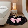 thumbnail image 2 of Valentine's Day Round Area Rug 7Ft Washable Circle Rugs for Dorm Laundry Room, Pink Bowknot Ribbon on Black Mother's Day Non-Slip Carpet Floor Mats Indoor Outdoor Carpet Runner Aesthetic Home Decor, 2 of 8