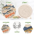 thumbnail image 4 of Yayeee 6 PCS Drink Coasters with Holder Set Woven Absorbent Round Tabletop Hot Pad, Blue Sardines Pattern, 4 of 7