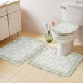 thumbnail image 3 of Green Lace Bathroom Rugs Set Vintage Geometric Abstract Art Luxury Non Slip Absorbent Soft Bath Mats 3 Piece Set with Bathroom Rug, U-Shaped Floor Mat, Toilet Seat Cover Large Size, 3 of 9