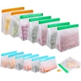thumbnail image 1 of 14 Sacs de Rangement Réutilisables pour Aliments, Sacs de Congélation Réutilisables de Qualité Fda Étanches - 2 Sacs Gallon + 6 Sacs Sandwich & 6 Sacs à Collation, 1 of 1