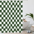 thumbnail image 3 of Aesthetic Checkerboard Grid Pattern Shower Curtain, White Olive Green Modern Shower Curtain Sets Decoration 71x84 Inch with plastic hooks, 3 of 6