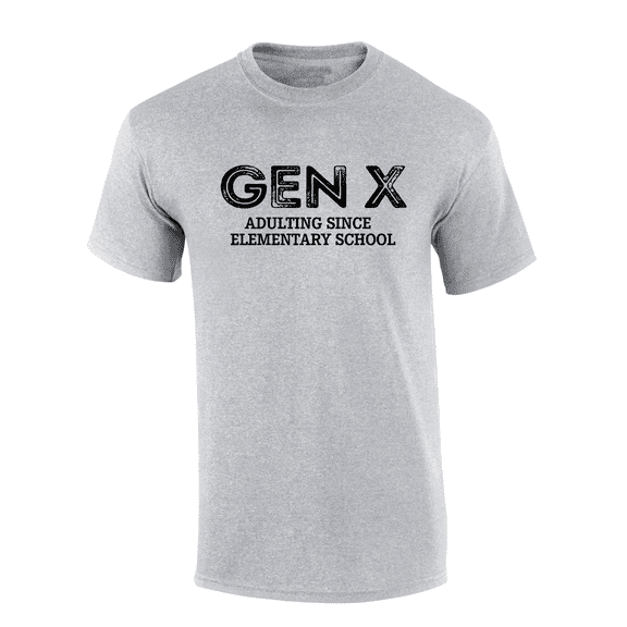 Trenz Shirt Company GEN X Adulting Since Elementary School American Flag Mens Short-Sleeve T-shirt-Sports Grey-4xl