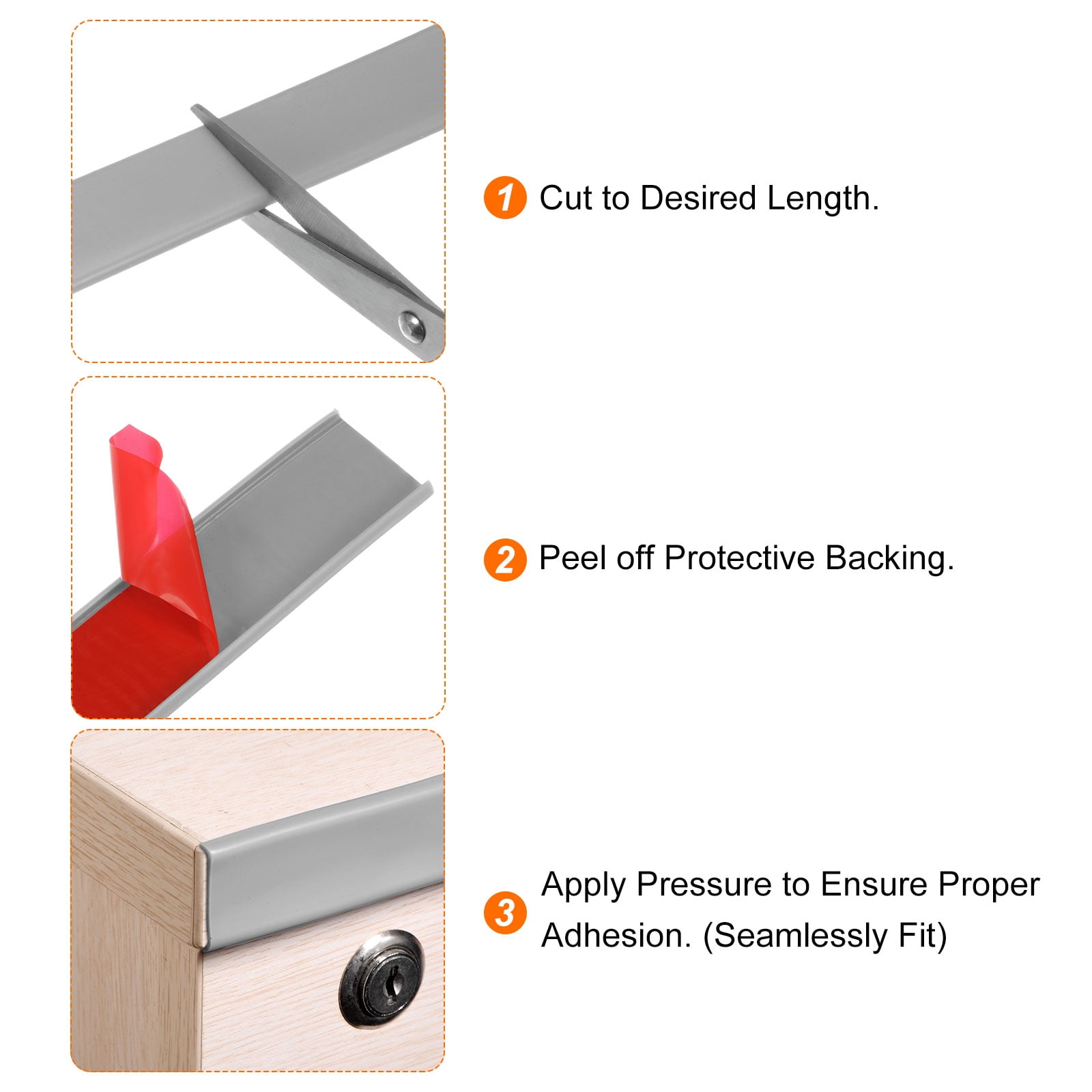 Uxcell 30mm x 5000mm Flexible TPE Self Adhesive U-Shape Veneer Edging Edge Banding Gray