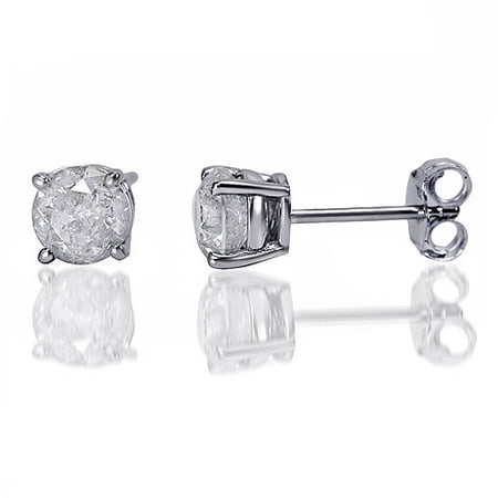 1 Carat T W Round Diamond Sterling Silver Stud Earrings 1 Carat T W Round Diamond Sterling Silver Stud Earrings