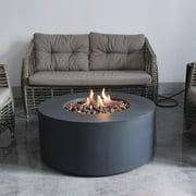 Candlewood 34 Inch Round Concrete Propane Fire Pit Table in Black By Lakeview Outdoor Designs