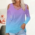 thumbnail image 2 of aidice Womens Tops Casual Round Neck Long Sleeve Fitting Shirts Comfy Cold Shoulder Fall Blouses Tops, 2 of 5
