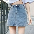 thumbnail image 2 of Womens Jeans Ladies Denim Half Length Plus Size Hip Slimming Skirt Blue Pants Sizes S, 2 of 5