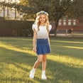 thumbnail image 6 of YTCAMLO Lightweight Short Sleeve Shirts for Girls Fashion Pullover Tops Gradient Printed Summer Blouses Ruffle Sleeve Tunic Shirts, Brown1 14-15 Years, 6 of 7