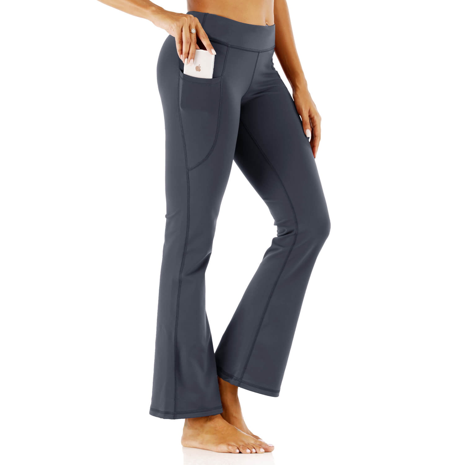 Sportsnew - High Waisted Workout Pants with Pockets Bootcut Yoga Pants ...