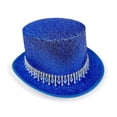 thumbnail image 5 of LPKRT Glitter Top Hat Performance Party Tuxedo Hat With Trim Magician Butler Gentleman Accessory Blue, 5 of 5