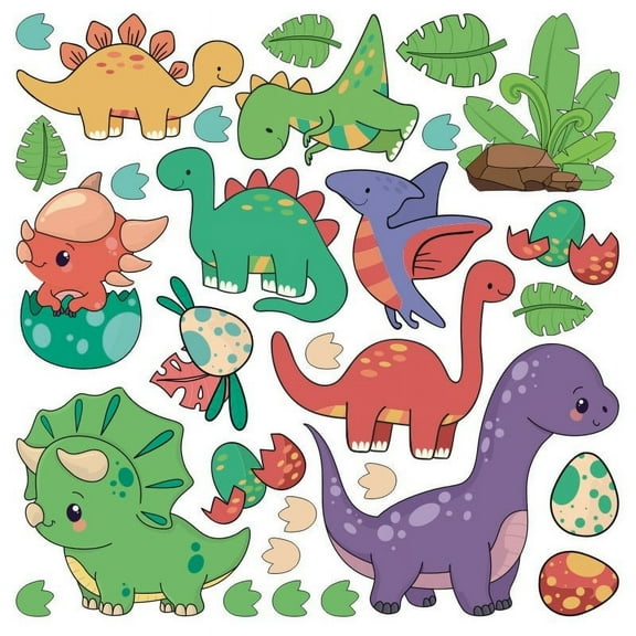 Vikakiooze Home Decor, Cartoon Dinosaur Cute Glass Sticker Children'S Room Background Wall Decoration Pvc Graffiti Wall Decal