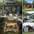 thumbnail image 5 of Sunjoy 12x10 ft. Outdoor Gazebo, Steel PC 2-Tier Roof Roof Hardtop Gazebo with Curtain and Netting,Kingston Series, Gray Aluminum Posts, 5 of 17