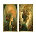 thumbnail image 2 of Designart "Déesse de Rêverie Rétro en Couleurs Rêveuses" Femme à la Mode Ensemble d'Art Mural Encadré de 2 - Ensemble de Cadres Muraux Bleu Charmant pour Décoration Intérieure, 2 of 6