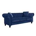 thumbnail image 3 of Classic Chesterfield Couch in Velvet Scroll Arm Tufted Button Sofa, Blue, 3 of 10