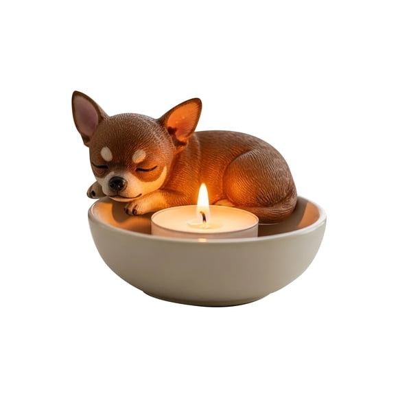 TIELUTT Decorative Dog Candle Holder for Home Resin Pet Themed Tabletop Centerpiece Cute Candle Holder Wedding Altar Candle Holders Wall Candle Stick Holder Glass Jar Candle Holder Three Wick Candle
