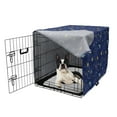 thumbnail image 5 of Space Dog Crate Cover, Galaxy Shooting Stars Planets Spaceship Comet Moon Fantasy, Easy to Use Pet Kennel Cover Small Dogs Puppies Kittens, 7 Sizes, Orange and Dark Blue, by Ambesonne, 5 of 6