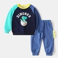 thumbnail image 2 of Tisuna Fall Outfit Set For Kids Boys Breathable Dinosaur Print Long Sleeve Crewneck Tops And Pants 2 Pieces Clothes Set For Children Casual Wear Size 18-24 Months, 2 of 6