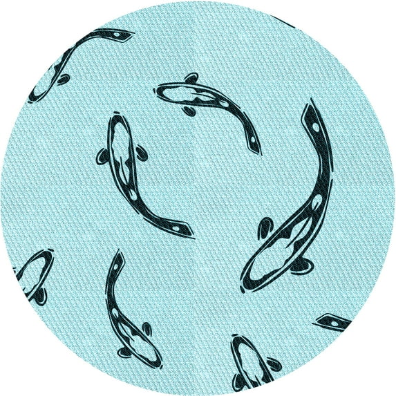 Ahgly Company Machine Washable Indoor Round Transitional Electric Blue Area Rugs, 4' Round